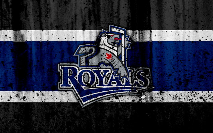 Victoria Royals, 4k, du grunge, de la WHL, le hockey, le Canada, le logo de la pierre, de la texture, de la Western Hockey League