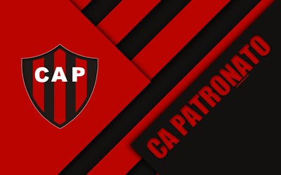 CA Patronato, Argentine Football Club, 4k, red black abstraction, material design, Parana, Argentina, football, Argentine Superleague, First Division