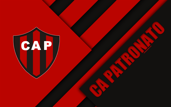 CA Patronato, Argentine Football Club, 4k, red black abstraction, material design, Parana, Argentina, football, Argentine Superleague, First Division