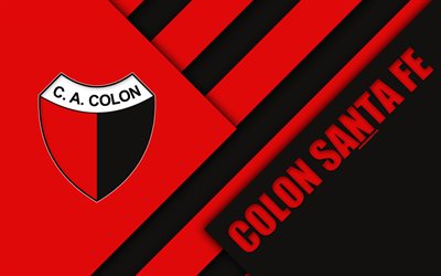 نادي أتلتيكو القولون, سانتا في, 4k, تصميم المواد, الأحمر الأسود التجريد, الأرجنتين, كرة القدم, الأرجنتيني Superleague, الدرجة الأولى