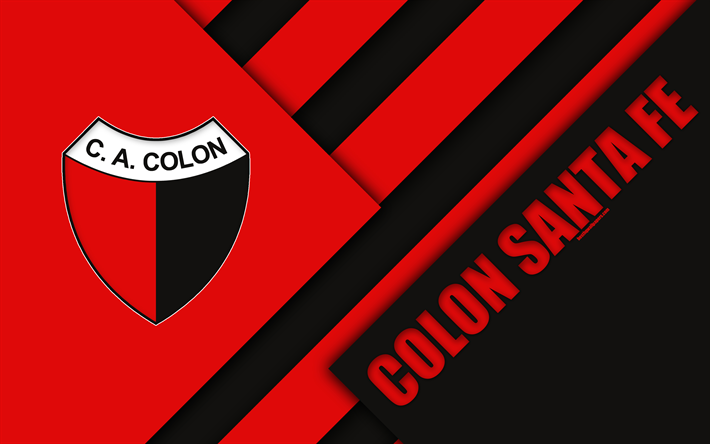 Club Atletico Colon di Santa Fe, 4k, materiale da disegno, rosso, nero, astrazione, Argentina, calcio, Argentina Superleague, Prima Divisione