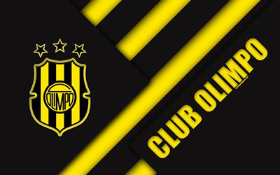 Club Olimpo, Argentine Football Club, 4k, material design, yellow black abstraction, Bahia Blanca, Argentina, football, Argentine Superleague, First Division