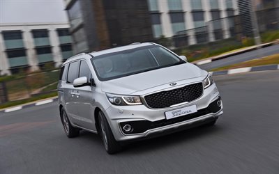 Kia Grand Sedona, 2018, MPV, multi-purpose vehicle, minivan, new silver Sedona, Kia, 4k