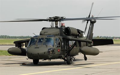 sikorsky uh-60, black hawk, milit&#228;r-transport-hubschrauber, amerikanische hubschrauber, flugfeld
