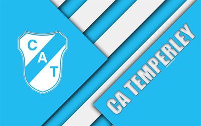 CA Temperley, Argentine football club, 4k, logo, emblem, material design, blue white abstraction, Lomas de Zamora, Argentina, football, Argentine Superleague, First Division