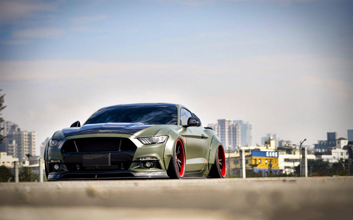 Liberty Walk, tuning, Ford Mustang GT, 2019 autot, superautot, Forgiato Py&#246;r&#228;t, S221-ECL, 2019 Ford Mustang, amerikkalaisten autojen, Ford