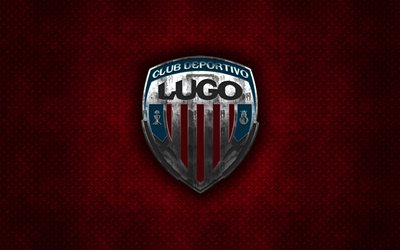 CD Lugo, Spanish football club, red metal texture, metal logo, emblem, Lugo, Spain, La Liga 2, creative art, LaLiga2, football