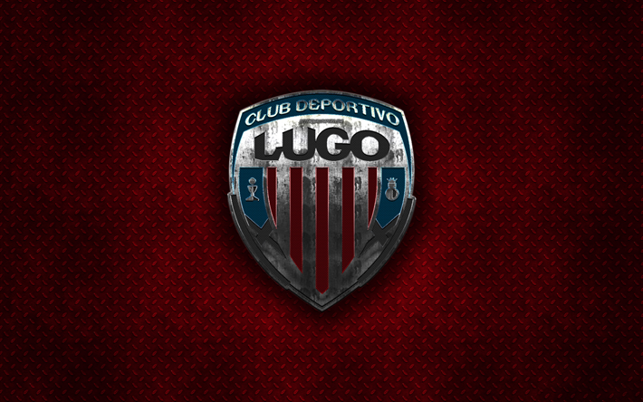CD Lugo, Spanish football club, red metal texture, metal logo, emblem, Lugo, Spain, La Liga 2, creative art, LaLiga2, football
