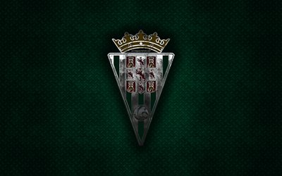 Cordoba CF, Spanish football club, green metal texture, metal logo, emblem, Cordoba, Spain, La Liga 2, creative art, LaLiga2, football, Cordoba FC