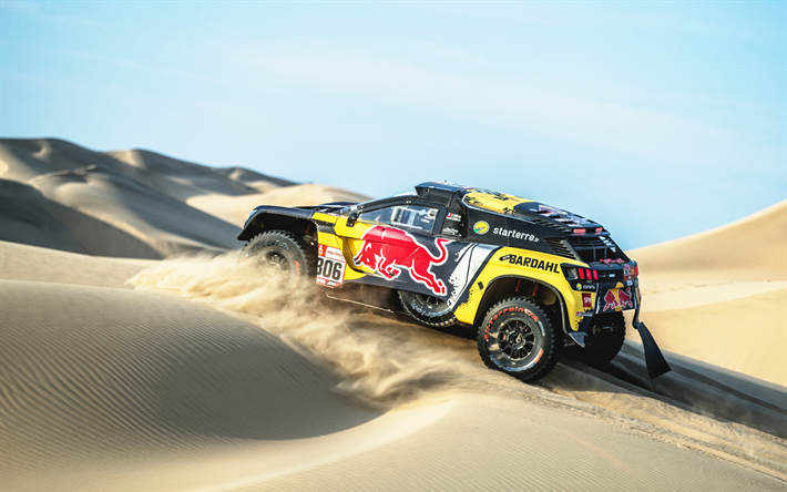 sebastien loeb, der peugeot 3008 dkr, rallye, d&#252;nen, sand, team peugeot total rallye dakar-peugeot