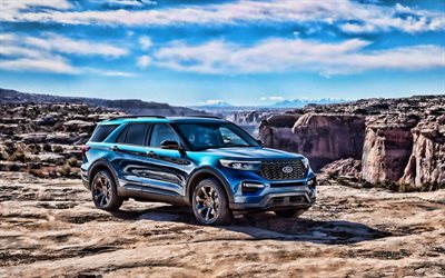 Ford Explorer ST, offroad, 2019 cars, blue explorer, SUVs, USA, 2019 Ford Explorer, american cars, Ford
