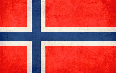 Flag of Norway, grunge flag, art, Norwegian flag, Europe, Scandinavia, Norway