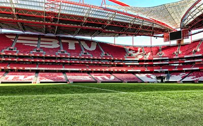 Benfica Stadium, tribunes, HDR, Estadio da Luz, football stadium, soccer, empty stadium, Benfica arena, Lisbon, Portugal, Portuguese stadiums