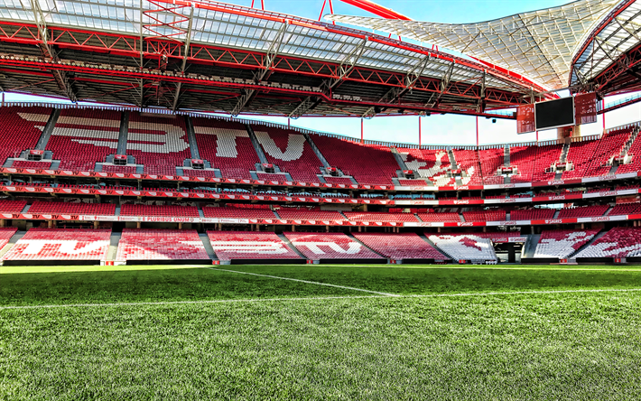 Benfica, Stadio, tribuna, HDR, Estadio da Luz, stadio di calcio, calcio, stadio vuoto, il Benfica arena, Lisbona, Portogallo, portoghese stadi