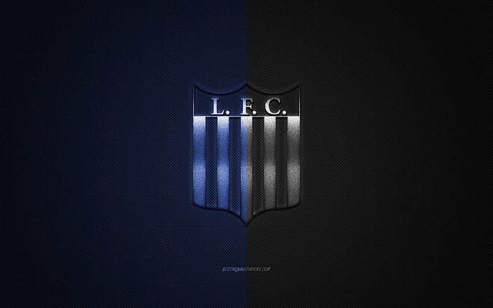 El Liverpool FC, club de f&#250;tbol Uruguayo, Uruguayo de Primera Divisi&#243;n, azul logotipo negro, azul de fibra de carbono negro de fondo, f&#250;tbol, Montevideo, Uruguay, el Liverpool FC, el logotipo, el Liverpool de Montevideo