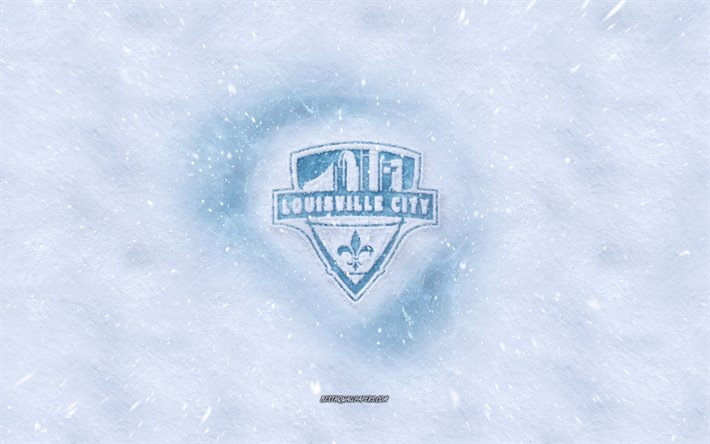Louisville City FC logo, American soccer club, winter concepts, USL, Louisville City FC ice logo, snow texture, Louisville, Kentucky, USA, snow background, Louisville City FC, soccer