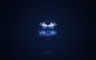 Maritzburg United FC, South African football club, South African Premier Division, blue logo, blue carbon fiber background, football, Petermaritzburg, South Africa, Maritzburg United FC logo