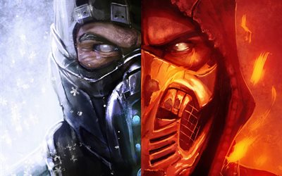 Mortal Kombat 11, Scorpion, Sub Zero, promo affiches, les personnages principaux