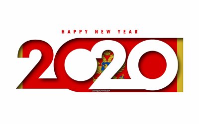 2020 Karadağ, Karadağ, beyaz arka plan, Mutlu Yeni Yıl Karadağ, 3d sanat Bayrağı, 2020 kavramlar, Karadağ bayrağı, 2020 Yeni Yıl, 2020 Karadağ bayrağı