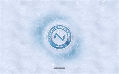 Nashville SC logo, American soccer club, winter concepts, USL, Nashville SC ice logo, snow texture, Nashville, Tennessee, USA, snow background, Nashville SC, soccer