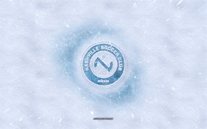 Nashville SC-logo, American soccer club, talvi k&#228;sitteit&#228;, USL, Nashville SC ice logo, lumen rakenne, Nashville, Tennessee, USA, lumi tausta, Nashville SC, jalkapallo