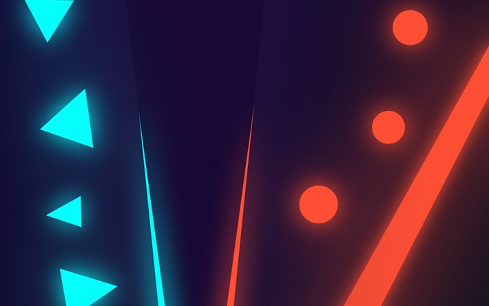 neon abstrakt bakgrund, neon geometriska tecken, bl&#229; neon trianglar, neon ljus