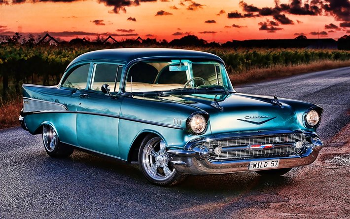 Chevrolet Bel Aire, HDR, 1956 coches, retro cars, coches americanos, 1956 Chevrolet Bel Air, Chevrolet