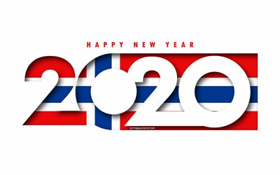 Norway 2020, Flag of Norway, white background, Happy New Year Norway, 3d art, 2020 concepts, Norway flag, 2020 New Year, 2020 Norway flag