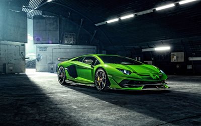 2020, Novitec Lamborghini Aventador SVJ, vista frontale, verde, supercar, tuning Aventador, nuovo verde Aventador, italiana, auto sportive, Lamborghini