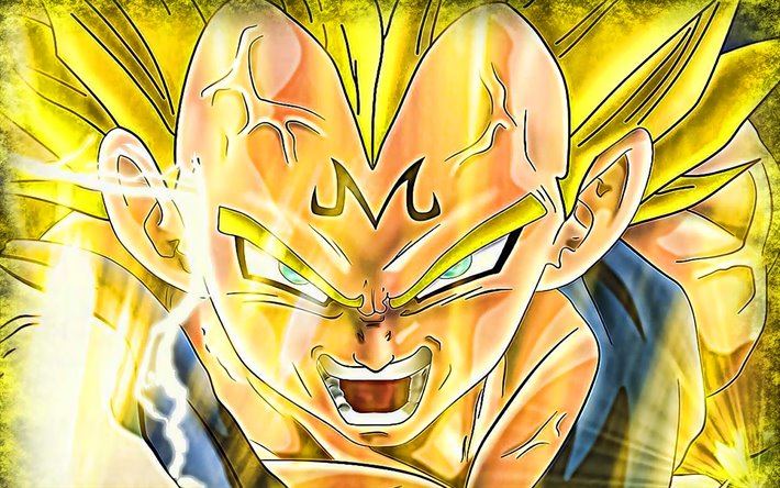Golden Goku, Vegeta, Goku SSJ3, artwork, Dragon Ball Super, manga, DBZ, Goku Super Saiyan 3, DBS, Son Goku
