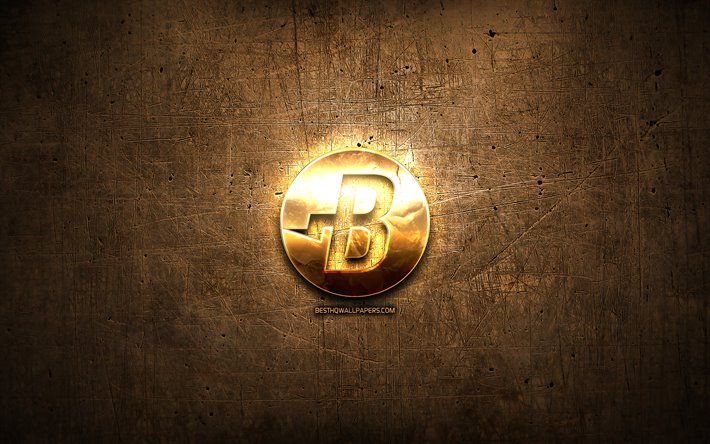 Burstcoin logo dorato, cryptocurrency, marrone, metallo, sfondo, creativo, Burstcoin logo, cryptocurrency segni, Burstcoin