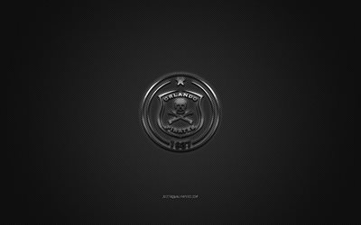 Orlando Pirates FC, South African football club, Sud Africa Premier Division, logo argento, grigio contesto in fibra di carbonio, calcio, Johannesburg, in Sud Africa, gli Orlando Pirates logo