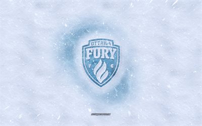 Ottawa Fury FC logo, la Canadian soccer club, inverno concetti, USL, Ottawa Fury FC ghiaccio e logo, neve texture, Ottawa, Ontario, Canada, USA, neve, sfondo, Ottawa Fury FC, calcio