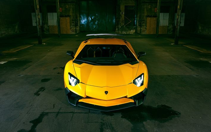 Lamborghini Aventador SV, 4k, s&#252;per, Novitec Torado, Superfast, sarı aventador