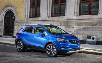 Buick Encore, 2018, 4k, compact crossover, blue Encore, American cars, Buick