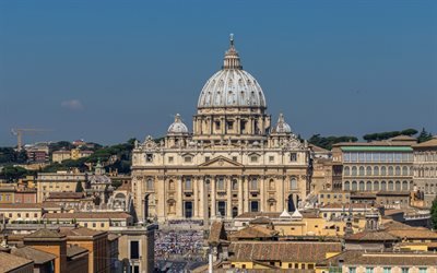 Saint Peters Basilica, Cathedral, Vatican, Rome, Italy, ancient architecture, Baroque architecture, Renaissance architecture