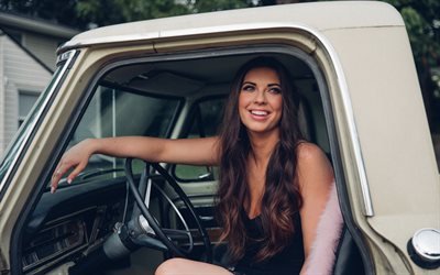 4k, Jenny Tolman, car, american singer, country music, beauty, brunette