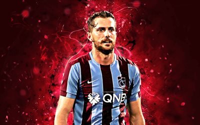 Ugur Demirok, Turkish footballer, Trabzonspor FC, soccer, Turkish Super Lig, Demirok, abstract art, football, neon lights