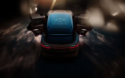 Porsche Cayenne Turbo, 2018, TechArt, vista superior, exterior, abrir las puertas, el interior, el nuevo Cayenne, el ajuste de la pimienta de Cayena, alem&#225;n SUV de Porsche