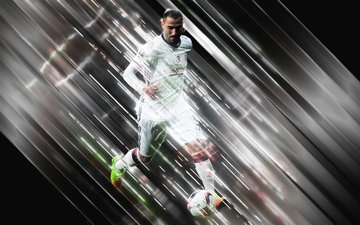 Ricardo Quaresma, creative art, blades style, portuguese footballer, Besiktas, Turkey, black creative background, football, Quaresma, Besiktas JK