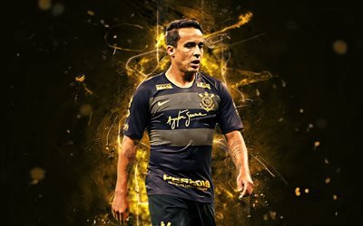 Jadson, black uniform, Corinthians FC, brazilian footballers, soccer, Jadson Rodrigues da Silva, Brazilian Serie A, football, neon lights, Brazil