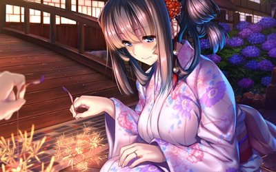 &quot;Amakano, Sayuki Takayashiro, Japon, karakterler, sanat, kimono