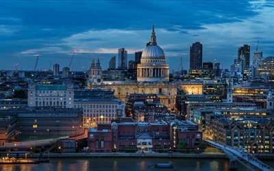 St Pauls Cathedral, London, evening, sunset, UK, landmark, Anglican Cathedral
