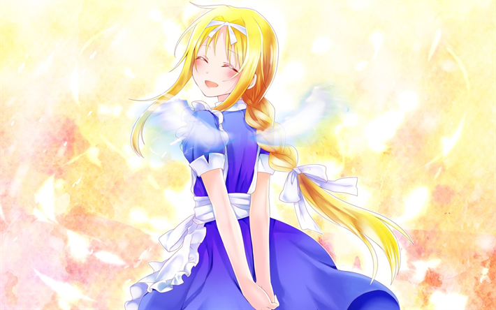 alice zuberg, blue dress, protagonist, manga, sword art online