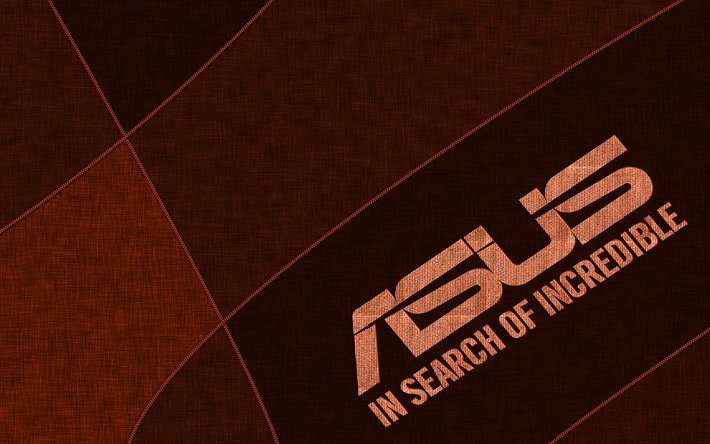 Asus orange logo, 4k, creative, orange fabric background, Asus logo, brands, Asus