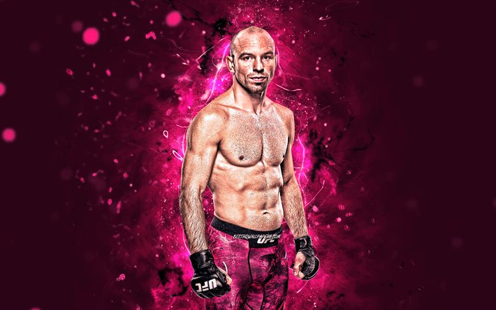 Mark Madsen, 4k, mor neon ışıklar, Danimarka savaş&#231;ıları, MMA, UFC, Mark Madsen 4K, UFC d&#246;v&#252;ş&#231;&#252;s&#252;, MMA savaş&#231;ıları, Mark Madsen Overgaard