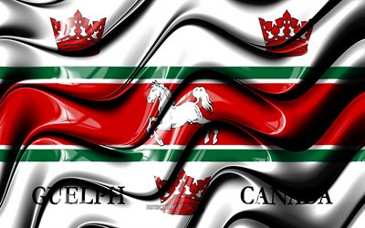 Guelph Lippu, 4k, Kaupungeissa Kanadassa, Pohjois-Amerikassa, Lipun Guelph, 3D art, Guelph, Kanadan kaupungeissa, Guelph 3D flag, Kanada