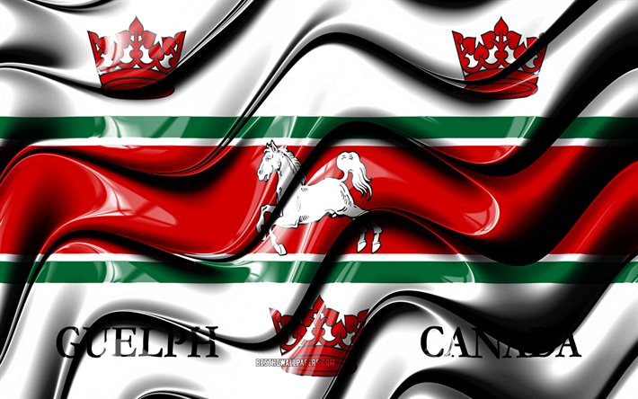 Guelph Bandeira, 4k, Cidades do Canad&#225;, Am&#233;rica Do Norte, Bandeira de Guelph, Arte 3D, Guelph, As cidades canadenses, Guelph 3D bandeira, Canad&#225;