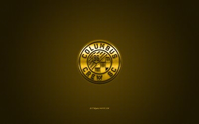 Columbus Crew SC, MLS, l&#39;American club de football, de la Ligue Majeure de Soccer, jaune logo jaune en fibre de carbone de fond, football, Columbus, Ohio, &#233;tats-unis, Columbus Crew logo