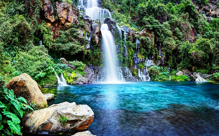 4k, Reunion Island, beautiful nature, waterfalls, HDR, Saint-Gilles, France